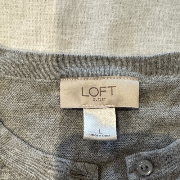 LOFT Light Gray Ruffle Cardigan - Picture 2 of 8
